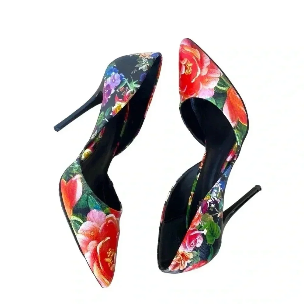 CHARLOTTE RUSSE | Varcityy Floral Multi D'Orsay Heels  Size 9